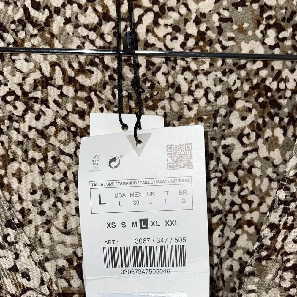 Zara button front wrap print mini dress Large L NWT